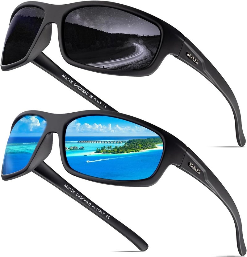 BEALER Store Polarized Sports Sunglasses for Men Lightweight TR90 Frame Sun Glasses Driving Cycling Fishing UV Protection Shades - Image 1